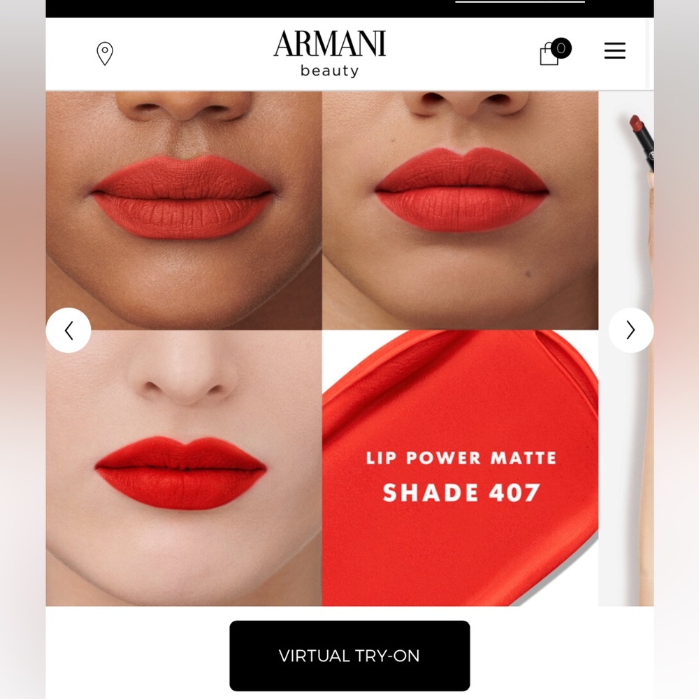New Giorgio Armani lip power matte shade 407 passionate red lipstick - Picture 2 of 7